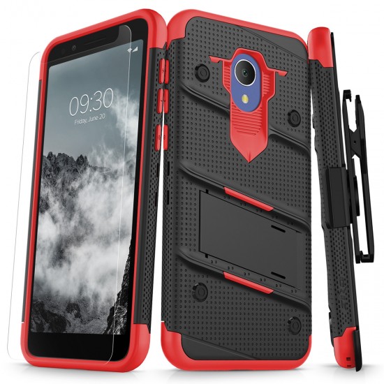 ziZo Bolt with Kickstand, Holster, Temperd Glass, Lanyard for Alcatel 1X Evolve