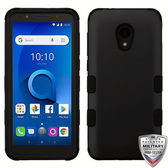 MYBAT Rubberized Black/Black TUFF Hybrid Phone Protector Cover [Military-Grade Certified](with Package)