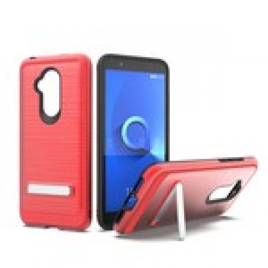 BRUSHED METALLIC W/ EDGE AND KICK FOR ALCATEL 7 FOLIO_RED