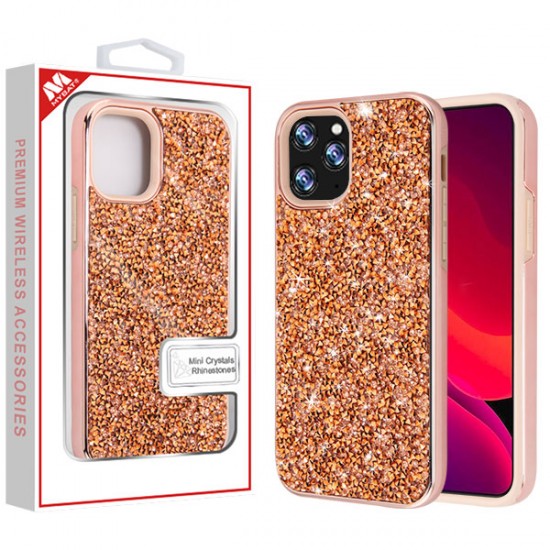 Electroplated Rose Gold/Rose Gold Encrusted Rhinestones Hybrid Case(with Package) For Iphone 11 Pro Max