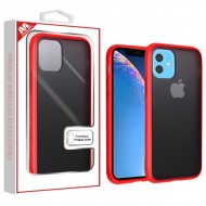 Semi Transparent Smoke Frosted/Rubberized Red Frost Hybrid Protector Cover (with Package) For IPhone 11