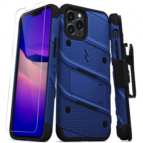 ZIZO BOLT SERIES IPHONE 12 / IPHONE 12 PRO CASE WITH TEMPERED GLASS - BLUE/BLACK