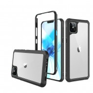 For Apple iPhone 12 6.1 inch Novel Air-Tight Anti-Fall 3in1 Transparent Clear ShockProof Cover - Black