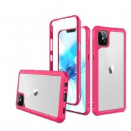 For Apple iPhone 12 6.1 inch Novel Air-Tight Anti-Fall 3in1 Transparent Clear ShockProof Cover - Hot Pink
