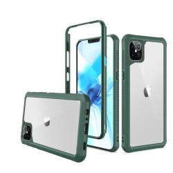 For Apple iPhone 12 6.1 inch Novel Air-Tight Anti-Fall 3in1 Transparent Clear ShockProof Cover - Midnight Green