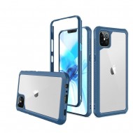 For Apple iPhone 12 6.1 inch Novel Air-Tight Anti-Fall 3in1 Transparent Clear ShockProof Cover - Navy blue