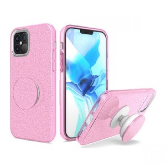 BLING CASE WITH POP UP FOR IPHONE 12 PRO MAX 6.7" - PINK