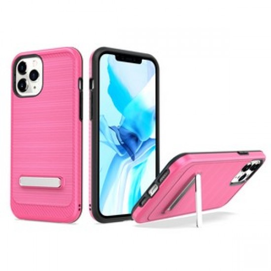 Brushed with magnetic kickstand for iPhone 12 PRO MAX(6.7") - Hot Pink
