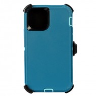iPhone 12/12 Pro hybrid case with clip heavy duty kickstand holster cover - Teal