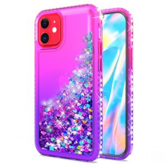Color Change Diamond Glitter Quick Sand for iPhone 12 (5.4") - Pink/Purple