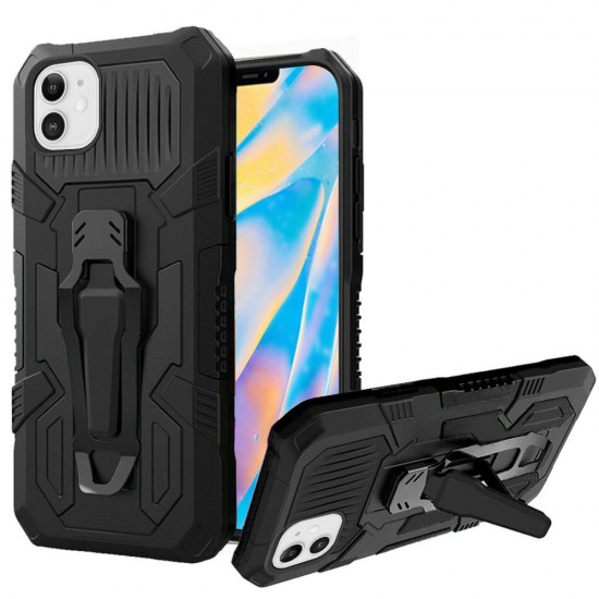Travel Kickstand w/ Metal Clip Hybrid for iPhone 12 (5.4") - Black
