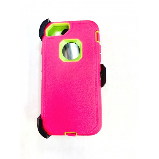 O++ER CASE WITH HOLSTER FOR IPHONE 6/7/8 - PINK/LIME