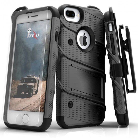 ziZo Bolt with Kickstand, Holster, Temperd Glass, Lanyard for APPLE IPHONE 7 PLUS PLUS/8 PLUS/6S PLUS/6 PLUS