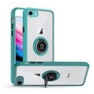 Premium Painted Leather Oil PC TPU w/ Magnetic Metal Ring and Covered Camera (Not Lens) for iPhone 7/8 - Teal