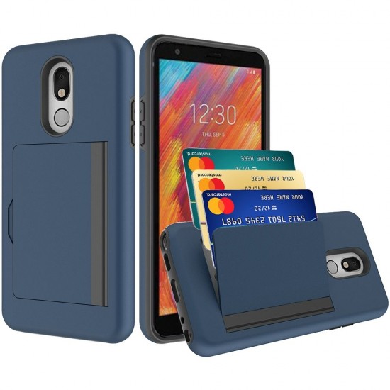 Multiple Card Holder Shockproof Hybrid - Dark Blue For LG Aristo 4 Plus