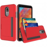 Multiple Card Holder Shockproof Hybrid - Red For LG Aristo 4 Plus