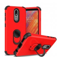 degree King Ring Stand Hybrid w/ Raised Edges - Red PC/Black For LG Aristo 4 Plus