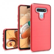 BRUSH METALIC W/ CHROME EDGE CASE FOR LG K51 - RED