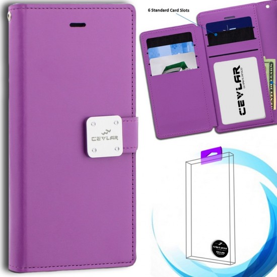 Luxurious Synthetic PU Leather 6 Card Slots Infolio for LG K40