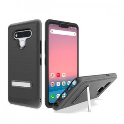 Brushed Metallic Case W/ Edge and Kickstand for LG STYLO 6 - Black
