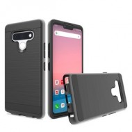 Hybrid Texture Brushed Metal case, For LG STYLO 6 - Black