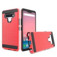 Hybrid Texture Brushed Metal case, For LG STYLO 6 - Red