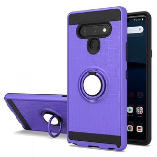 METALIC BRUSH METAL CASE HYBRID WITH RING STAND FOR LG STYLO 6 PURPLE