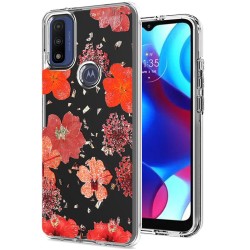Motorola Moto G Pure, G Power (2022) Floral Glitter Design Case Cover - Red Flowers