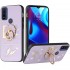 Motorola Moto G Pure, G Power (2022) SPLENDID Diamond Glitter Ornaments Engraving Case Cover - Flower Ring Purple