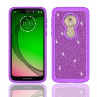 Hybrid Glister Bling Shock Proof Case, Purple For Motorola G7play