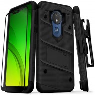 ziZo Bolt with Kickstand, Holster, Temperd Glass, Lanyard for MOTOROLA moto g7 power