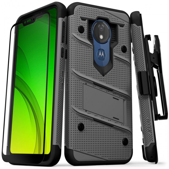 ziZo Bolt with Kickstand, Holster, Temperd Glass, Lanyard for MOTOROLA moto g7 power
