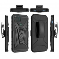 V 3in1 Combo Kickstand Holster Cover Case for MOTO G Stylus 5G 2021 - Black