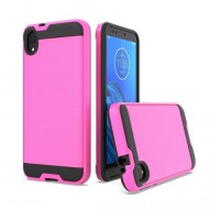 Hybrid Texture Brushed Metal case, Hot Pink For Motorola E6