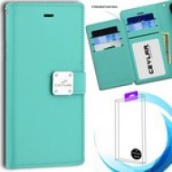 Wristlet Magnetic Metal Snap Wallet with Two Row Credit Card Holder for moto e 2020 - TEAL