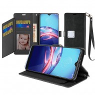 Wristlet Magnetic Metal Snap Wallet with Two Row Credit Card Holder for moto e 2020 - Black