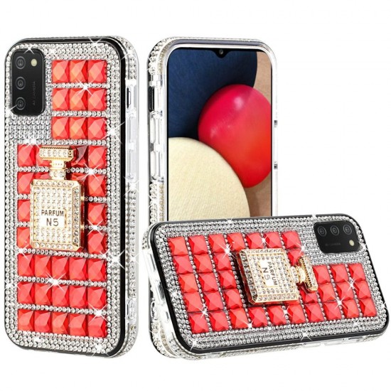 Ornament Bling Diamond Shiny Crystal Case  - Perfume Bottle on Red