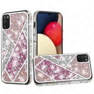 Rhombus Bling Glitter Diamond Case Cover - Rose Pink