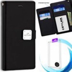 [Infolio] luxurious synthetic PU leather 6 Card Slots Infolio, Black For Samsung A10e