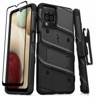ZIZO BOLT SERIES GALAXY A12 CASE WITH TEMPERED GLASS - BLACK & BLACK