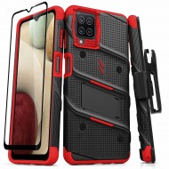 ZIZO BOLT SERIES GALAXY A12 CASE WITH TEMPERED GLASS - BLACK & RED