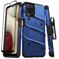 ZIZO BOLT SERIES GALAXY A12 CASE WITH TEMPERED GLASS - BLUE & BLACK
