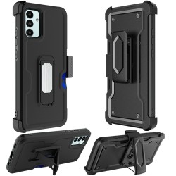 Samsung Galaxy A13 5G CARD Holster with Kickstand Clip Hybrid Case Cover - Black