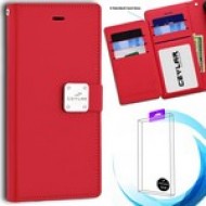 [Infolio] luxurious synthetic PU leather 6 Card Slots Infolio, Red For Samsung A20