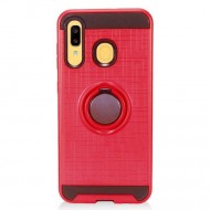 Metalic Brush Metal Case Hybrid with Ring Stands Red For Samsung A20