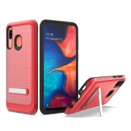 Brushed Metallic Case W/ Edge and Kickstands Red For Samsung A20