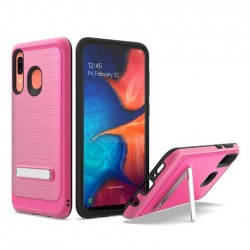 Brushed Metallic Case W/ Edge and Kickstands Hot Pink For Samsung A20