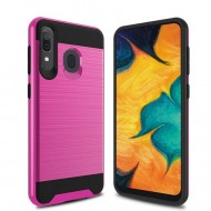 Hybrid Texture Brushed Metal case, Hot Pink For Samsung A20