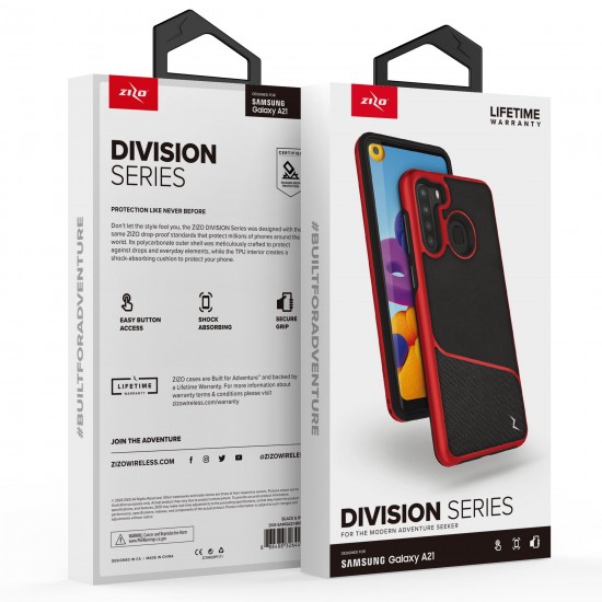 ZIZO DIVISION SERIES FOR GALAXY A21 BLACK/RED