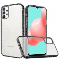 Thick Diamond Design Edged Colorful Buttons Hybrid Case for Samsung Galaxy A32 5G - Black/Black